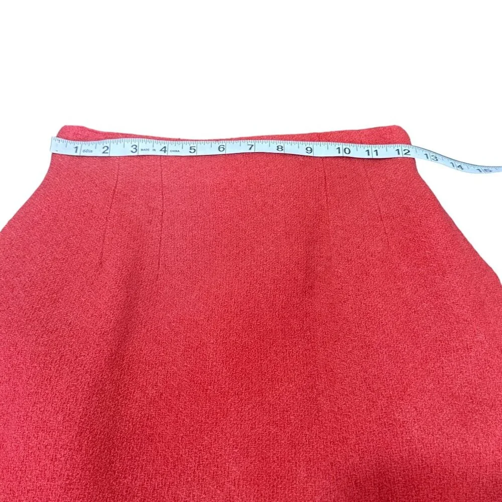 Vintage Christian Dior Womens Red Wool Skirt Suit Set 2P Jacket & Skirt USA